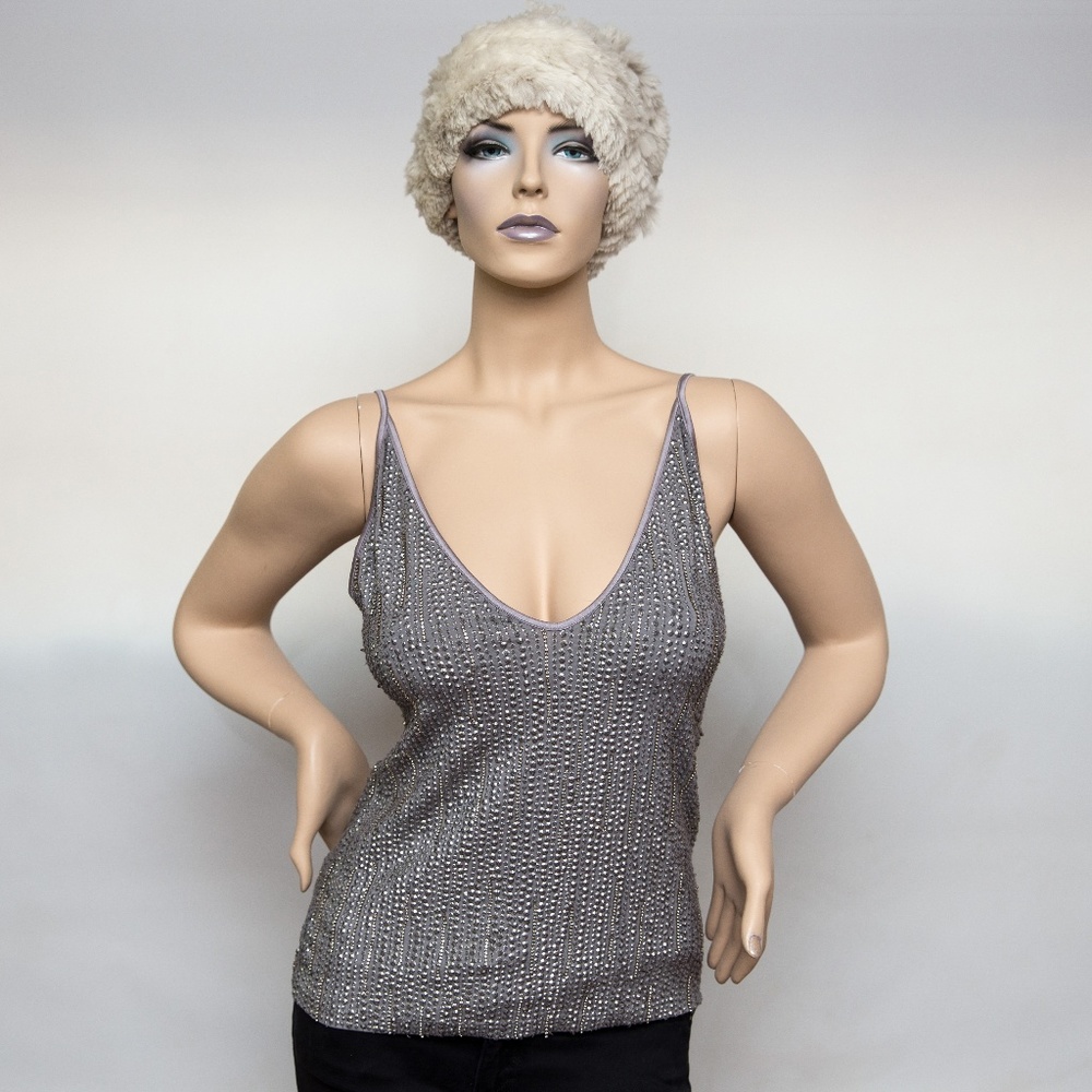 NWT Ambre Babzoe Grey Sequined Tank French 34